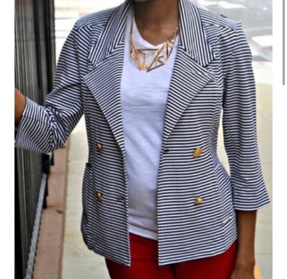 Cabi Life Jacket Striped Nautical Blazer Style 823 Size Small